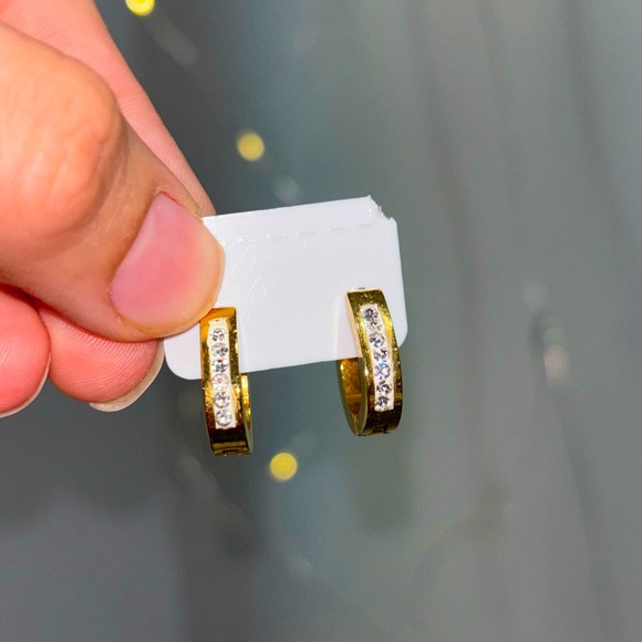 Plated Gold Mini Hoop Earrings - Picture 1 of 2